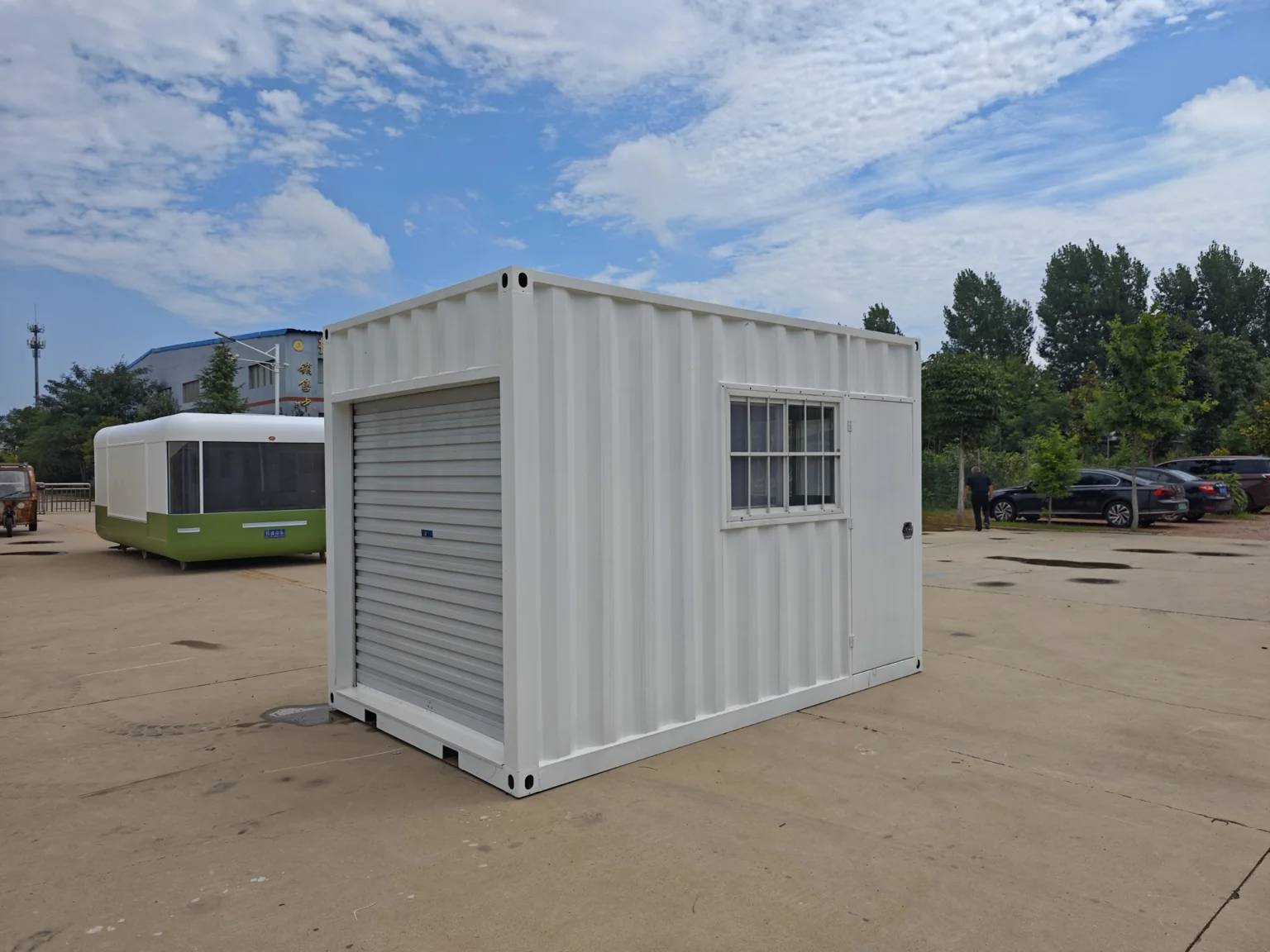 Modular office and storage unit with roll-up door